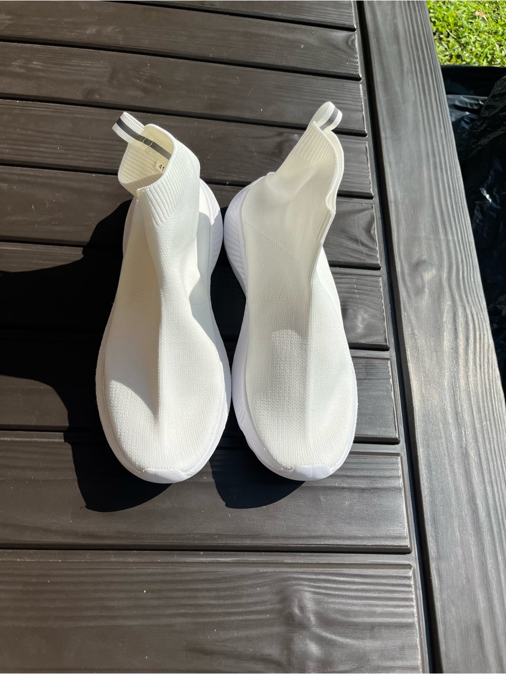 Women's White Slip-On Sock Sneakers euro size 41 which is 10-10.5